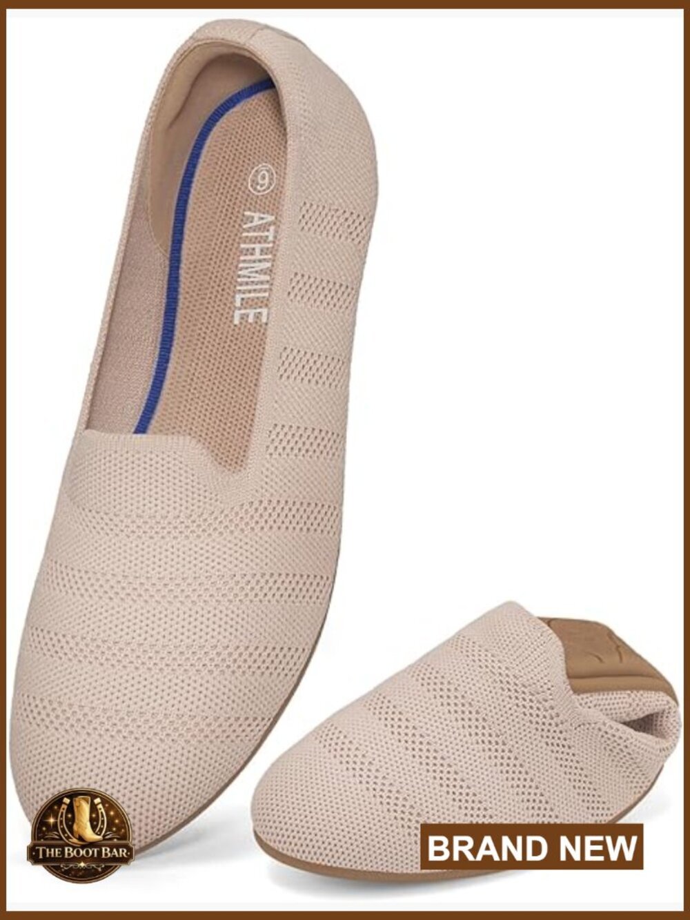 Ballet Flats Slip On Round Toe Loafers Dressy Casual Knit Memory Foam Cushion